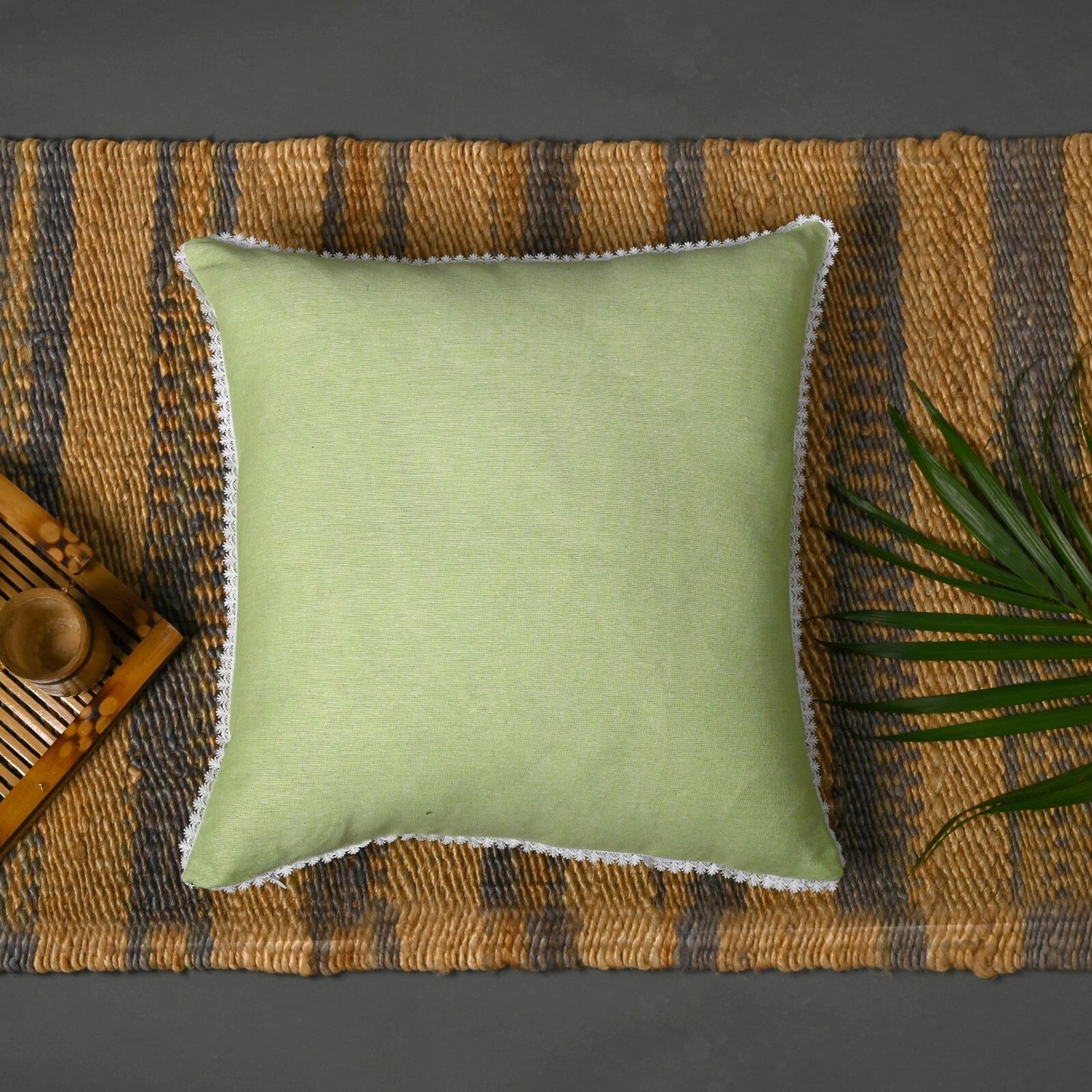 Pillow Covers Cotton Throw Cushion Case Cover Sofa Home Decor Solid with Lace-S2