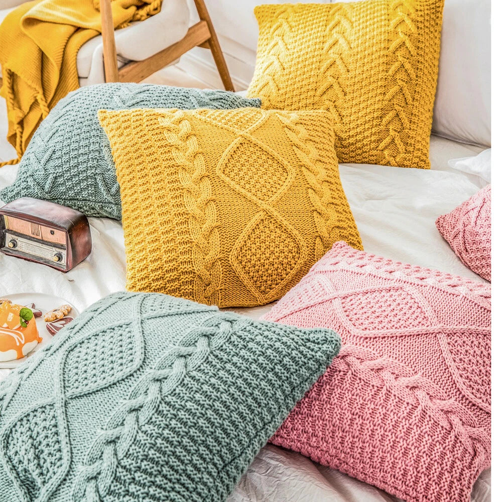 Soft Knitted Pillowcase Throw Waist Sofa Bed Office Car Cushion Covers 7 Color