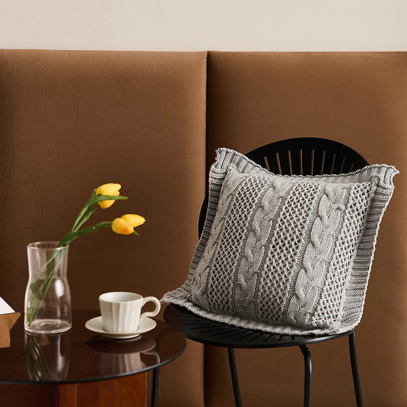 Square Knitted Pillowcase Sofa Bed Throw Waist Cushion Cover Office Pillow Case