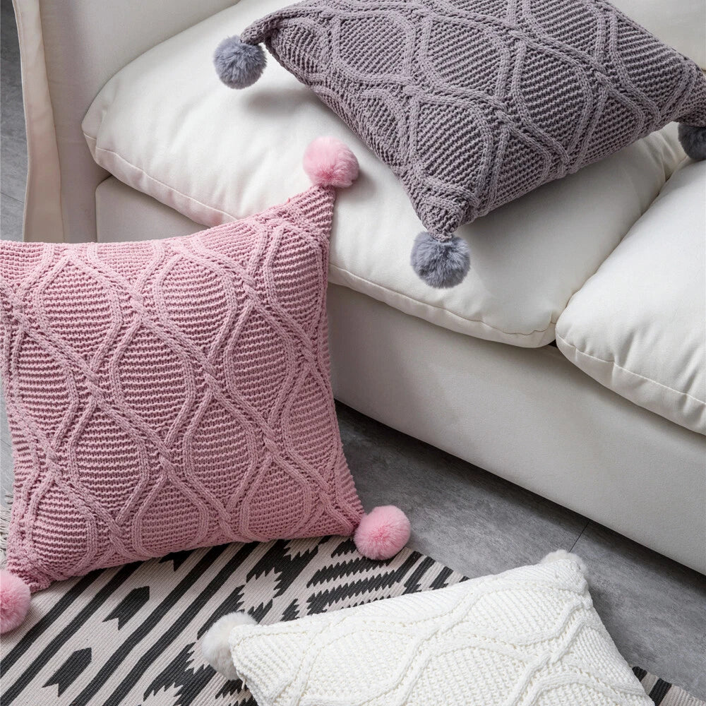 Chenille Knitted Cushion Cover Soft Pillow Cover Sofa Bed Pillowcase Home Decor