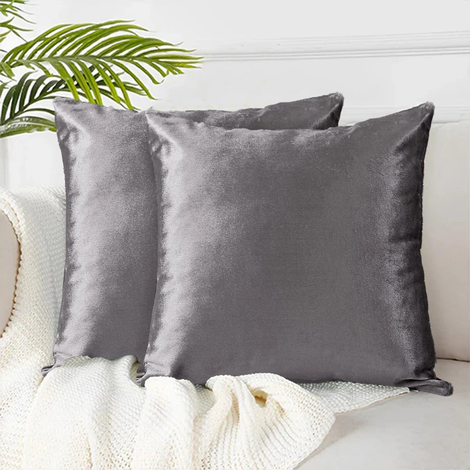 Pack of 4 Plush Velvet Cushion Covers Extra Soft Sofa Throw Pillow Cases 17"x17"