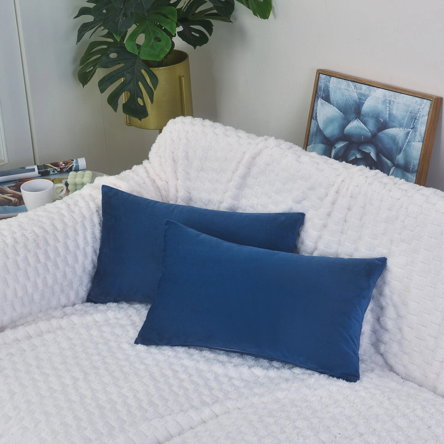 Plain Velvet Cushions Covers 30x51 cm Luxury Soft Velvet Sofa Bed Pillow Cases