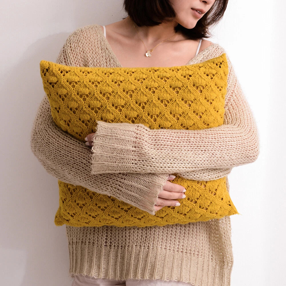 Plain Knitted Pillow Case Cushion Cover Sofa Car Office Pillow Cover Home Decor