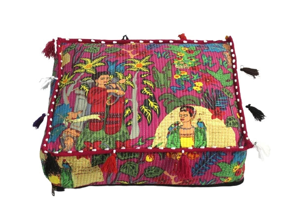Indian Quilted Cotton Floor Cushion Cover, Sofa Pillow Cases, Box Cushion Cover