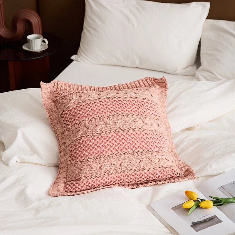 Square Knitted Pillowcase Sofa Bed Throw Waist Cushion Cover Office Pillow Case