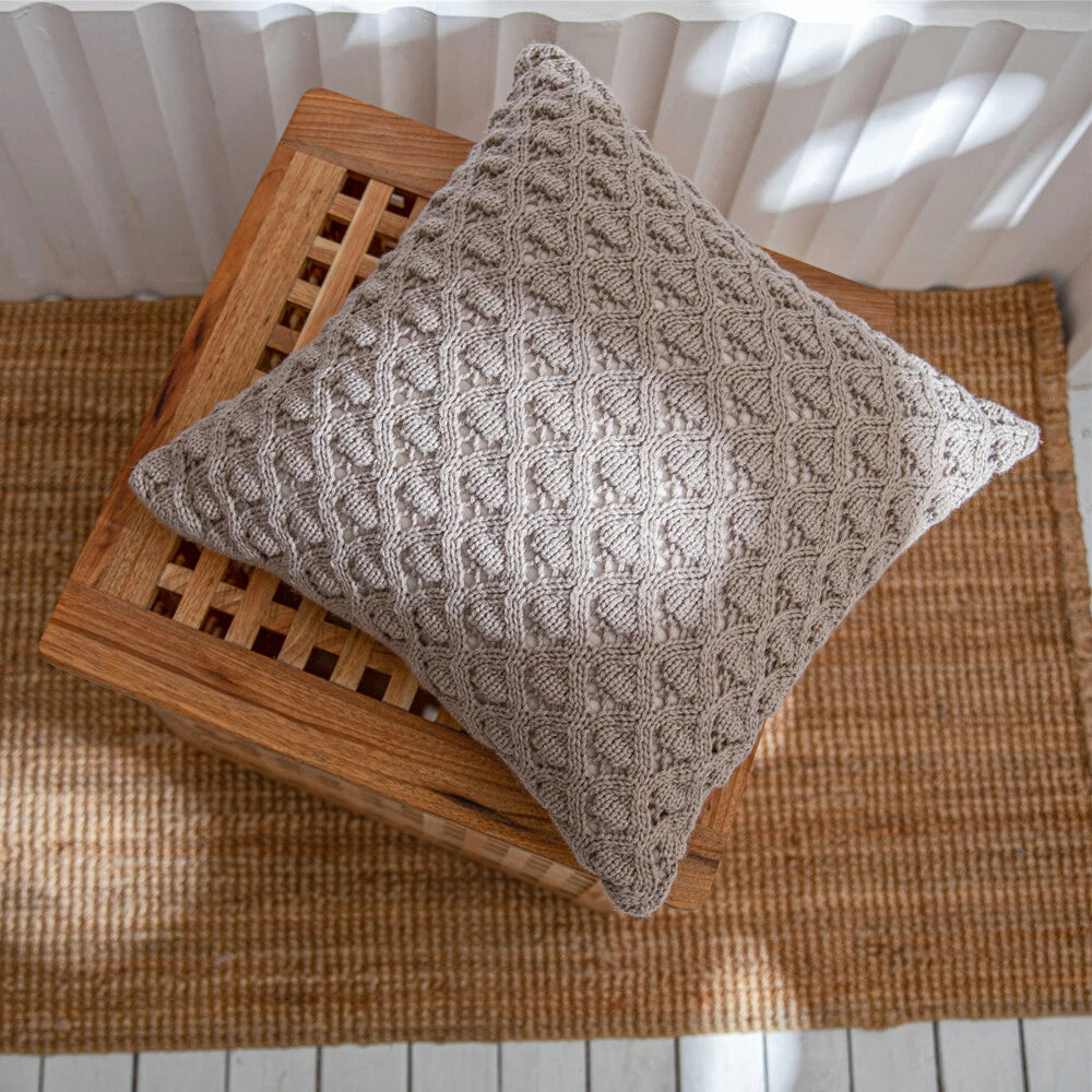 Square Knitted Hollow Pillow Case Cushion Cover Sofa Office Pillow Cover 6 Color