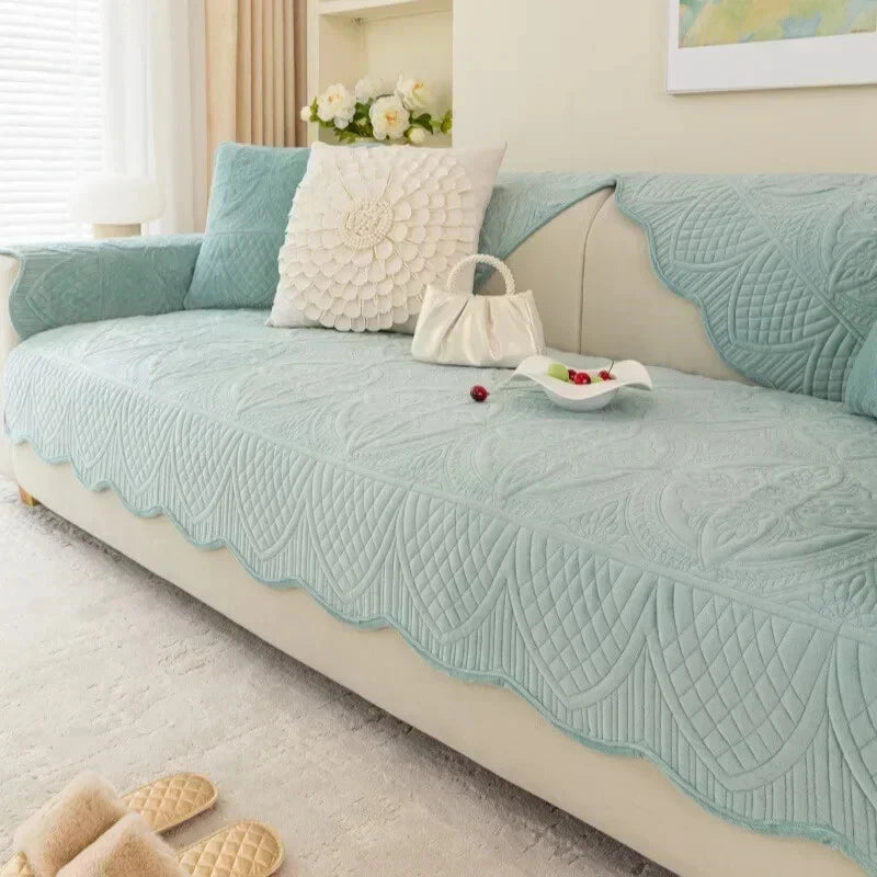 Short Plush Sofa Cushion Living Room Non-slip Sofa Towel Mat Couch Cover Corner