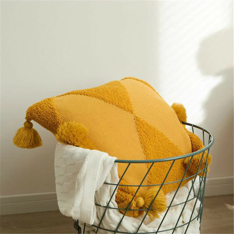 Tassel Cushion Cover Knitted Pillow Covers Pillowcase Sofa Throw Bed Home Decor