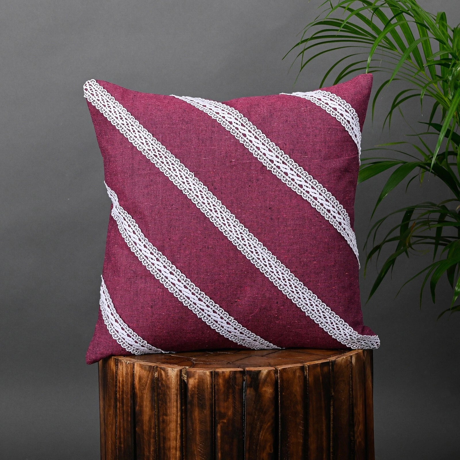 Home Decorative Cotton Cushion Cover Throw Pillowcase Sofa Decor Diagonal Lace