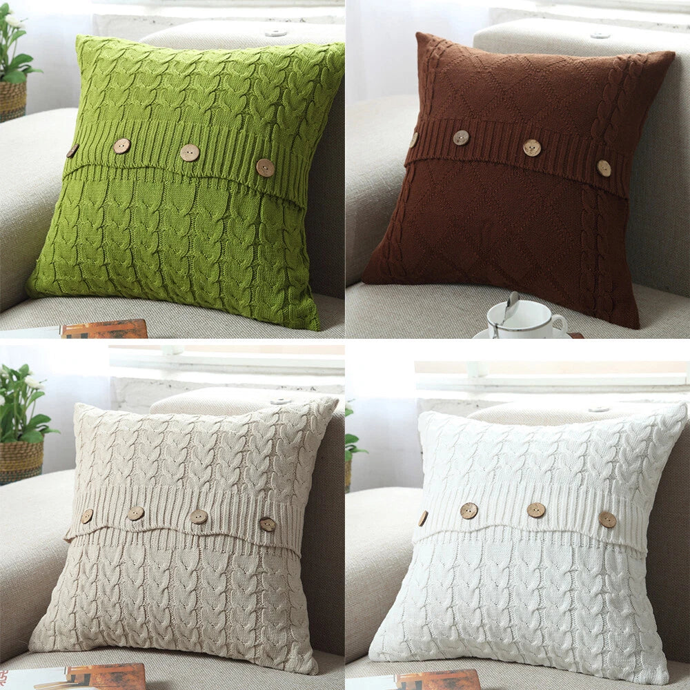 Knitted Cushion Cover Pillowcase Sofa Bed Throw Waist Pillows Case Home Decor