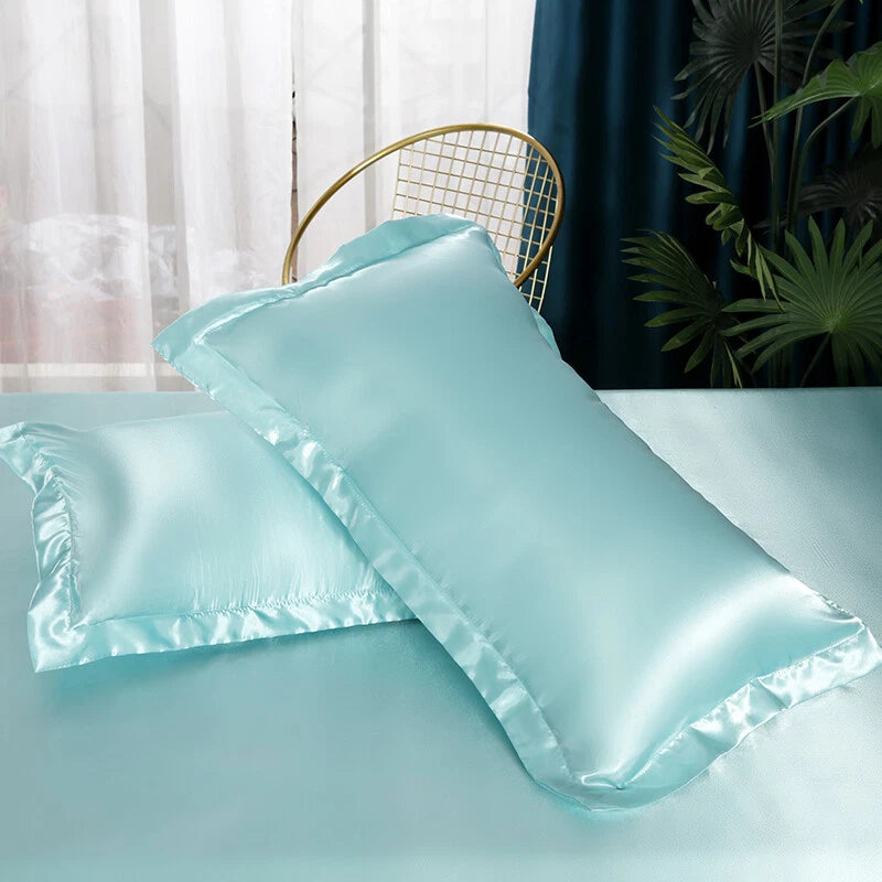 2pcs Satin Pillowcase for Bedding Bedroom Sofa Bed Throw Cushion Covers 48*74cm