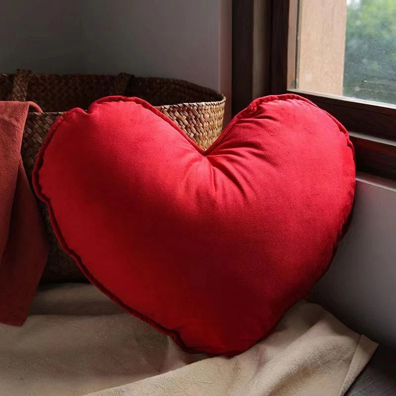 Heart Pillowcase Cushion Soft Velvet Pillow Sofa Chair Living Room Bed Decor