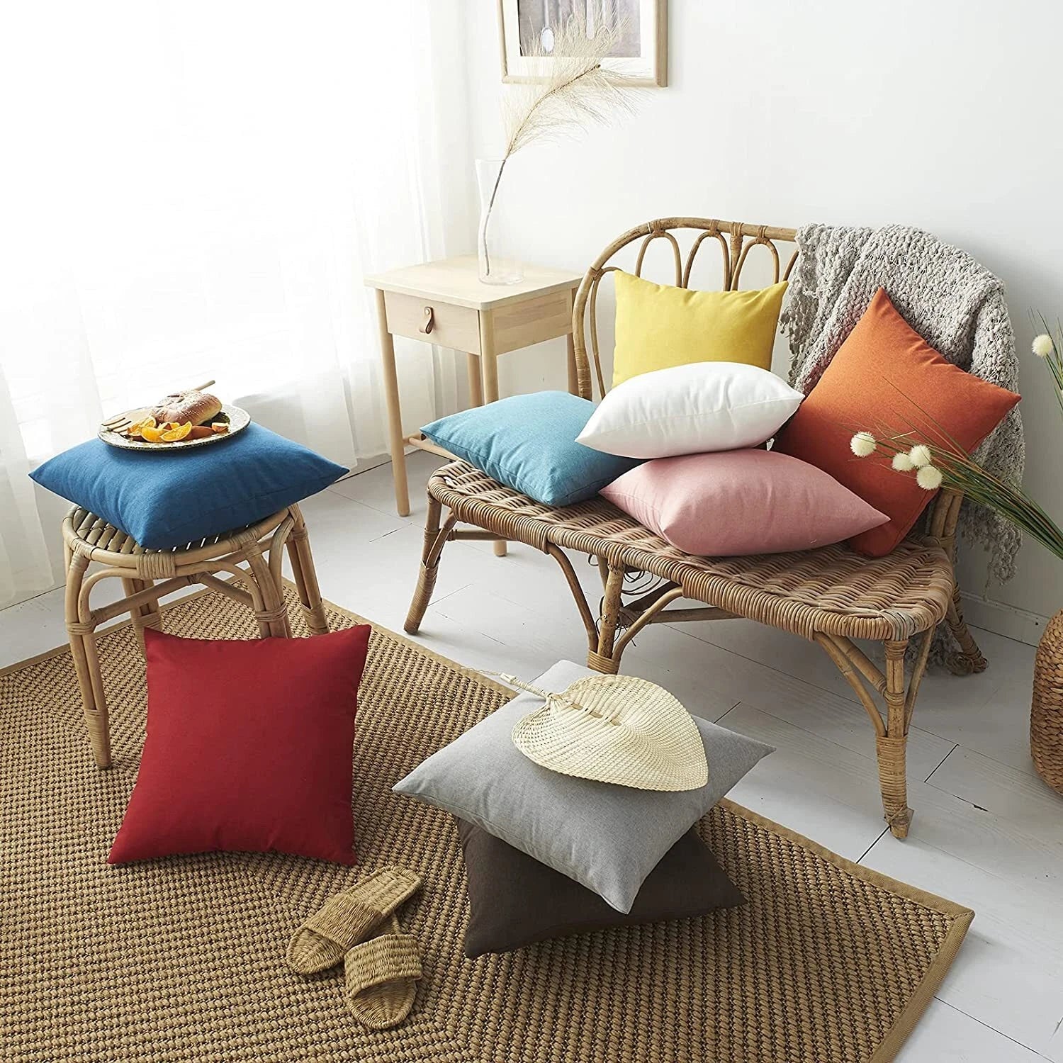 Outdoor Waterproof Cushion Cover Square Pillow Cases for Patio Tent Couch Sofa