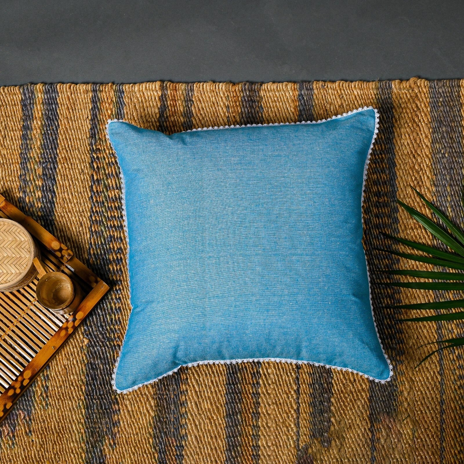 Pillow Covers Cotton Throw Cushion Case Cover Sofa Home Decor Solid with Lace-S2