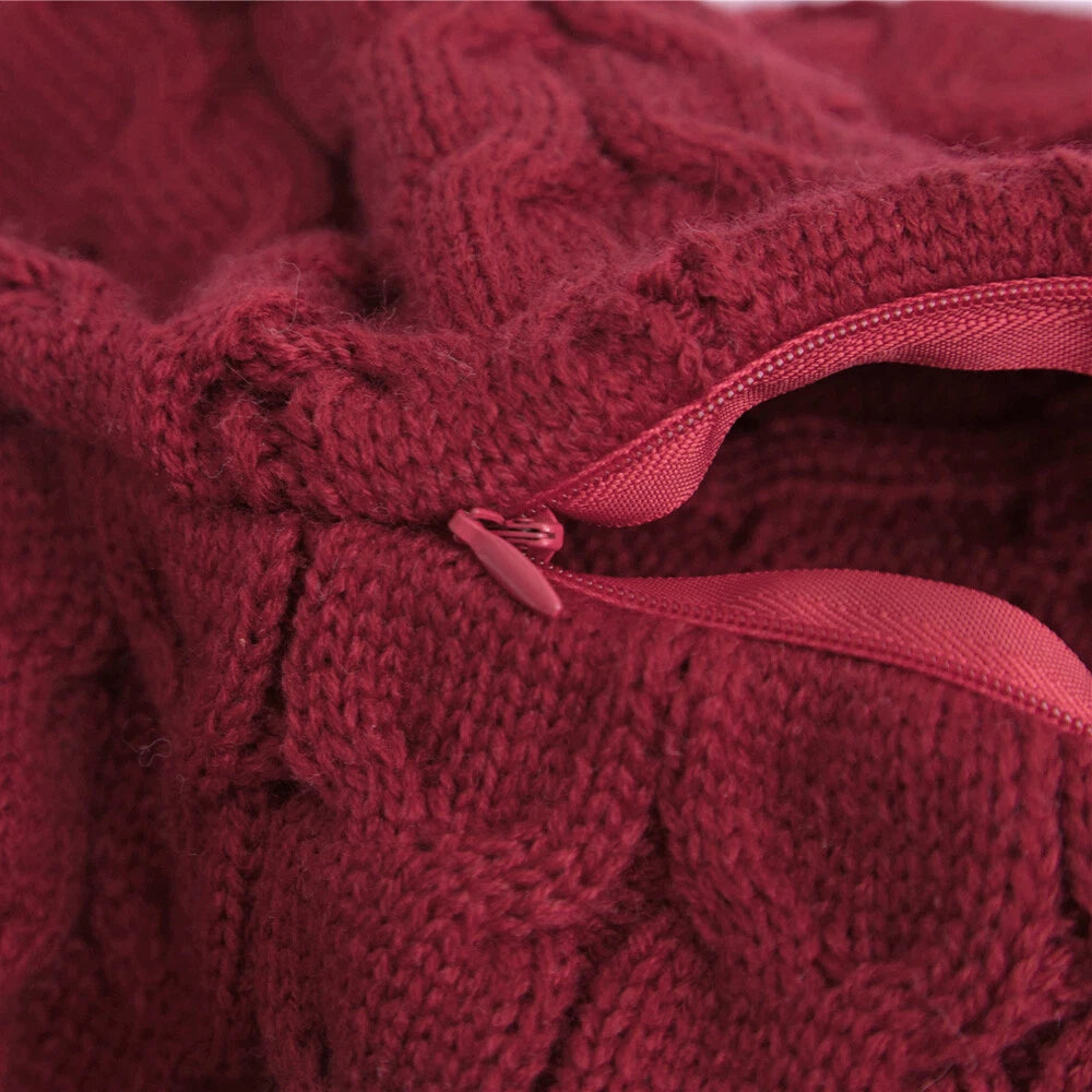 Square Knitted Cushion Cover Waist Pillow Case Sofa Bed Office Throw Home Decor