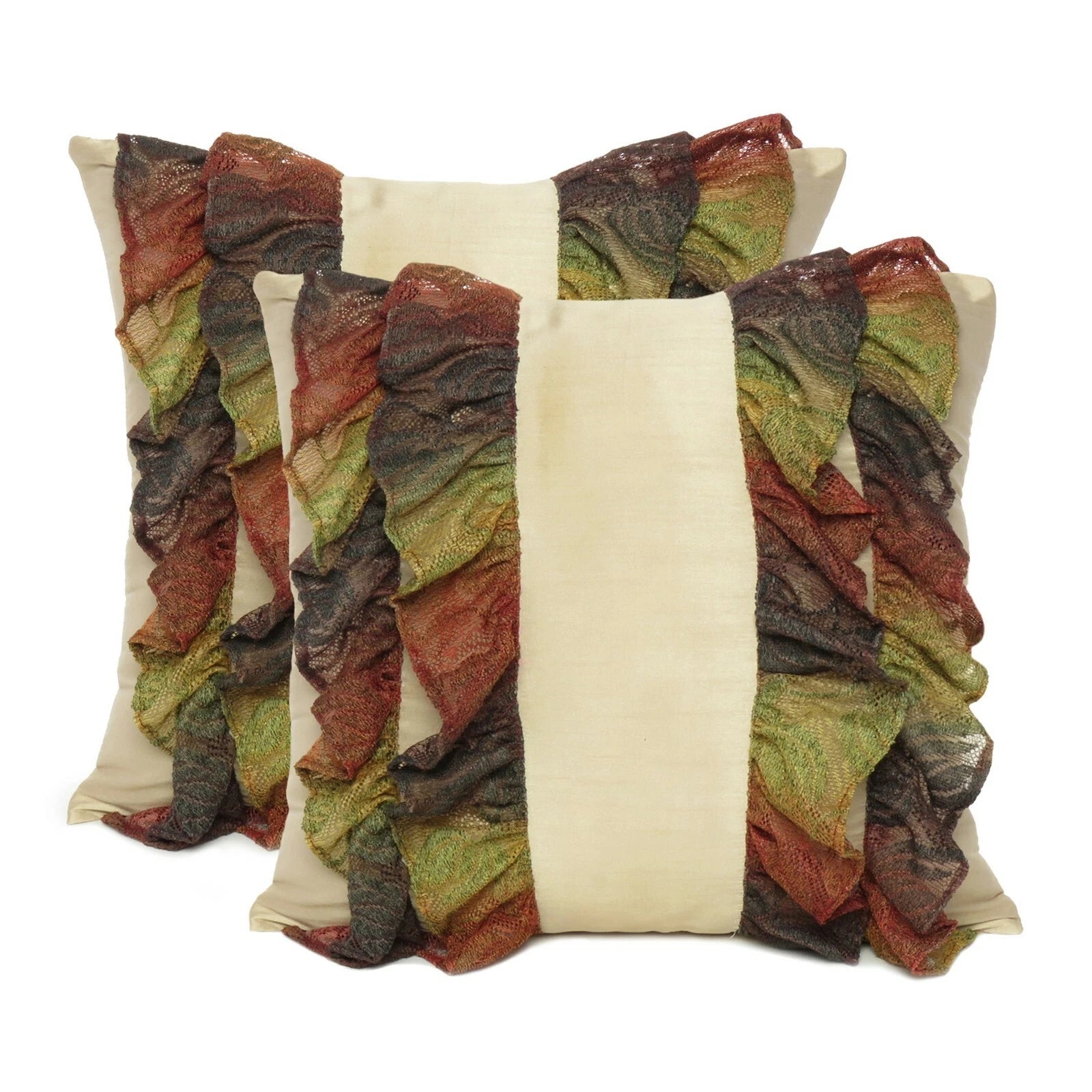 Cushion Cover Throw Pillow Cases Polydupion Beige Ruffle Lace Floral Sofa Bed