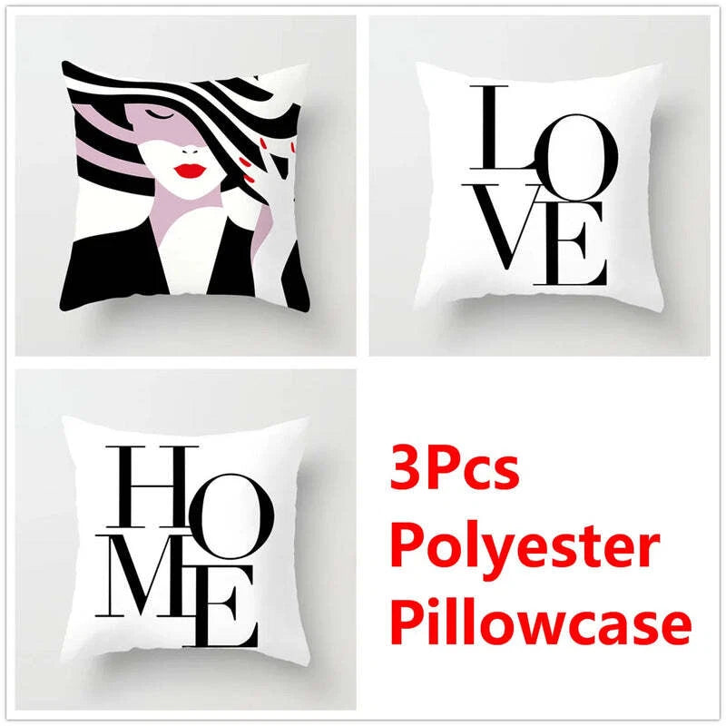 geometric Love Home Pillowcase Sofa Bed Cushion Cover by - Set of 3