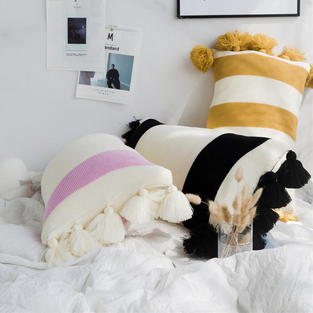 Knitted Throw Pillowcase Sofa Office Waist Cushion Soft Pillow Cover Home Decor
