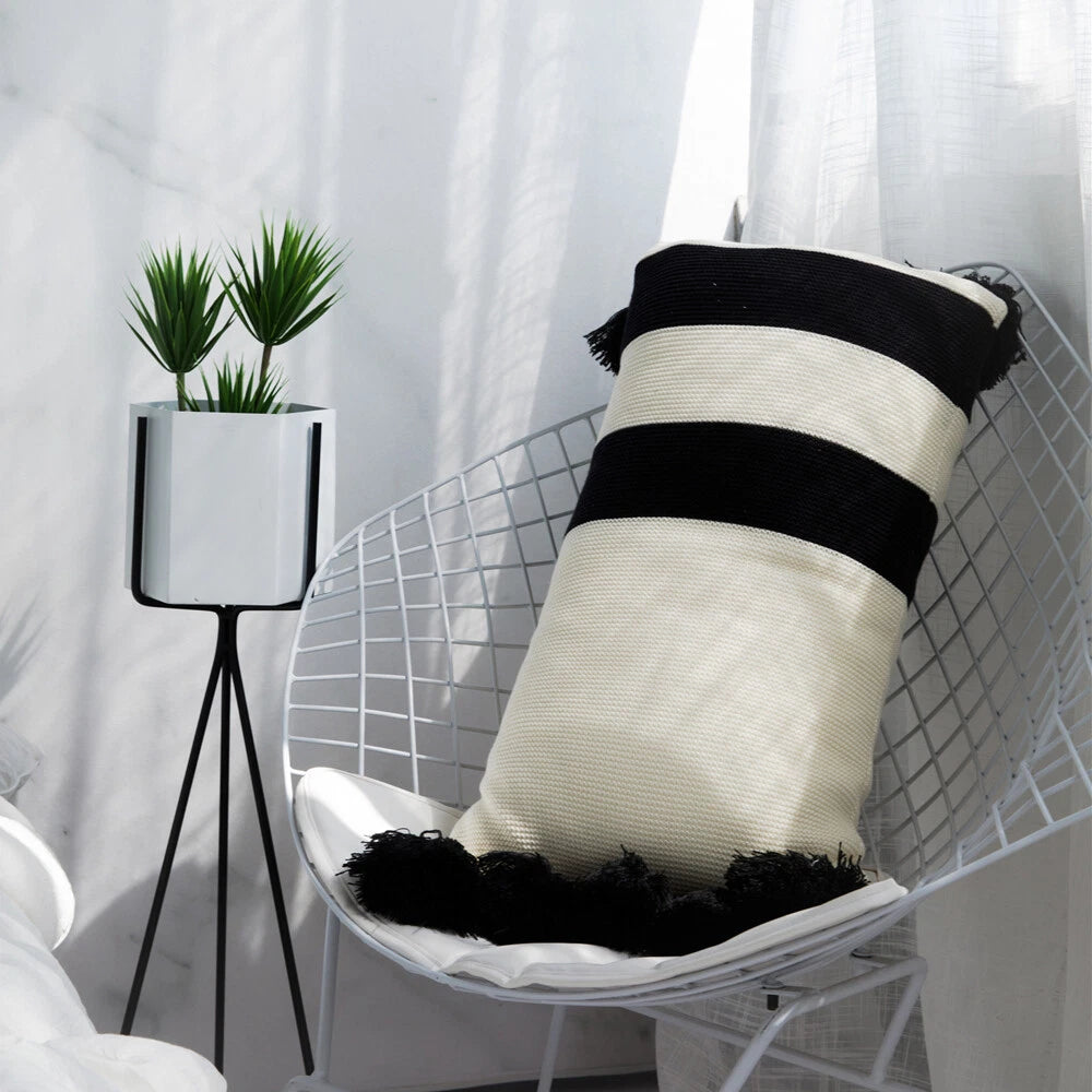 Sofa Knitted Tassel Throw Pillowcase Office Bed Waist Cushion Pillow Cover Decor