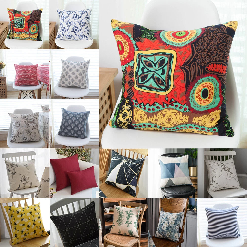 Home Print Cushion Covers Square Pillowcase Sofa Throw Waist Bed Decor Christmas