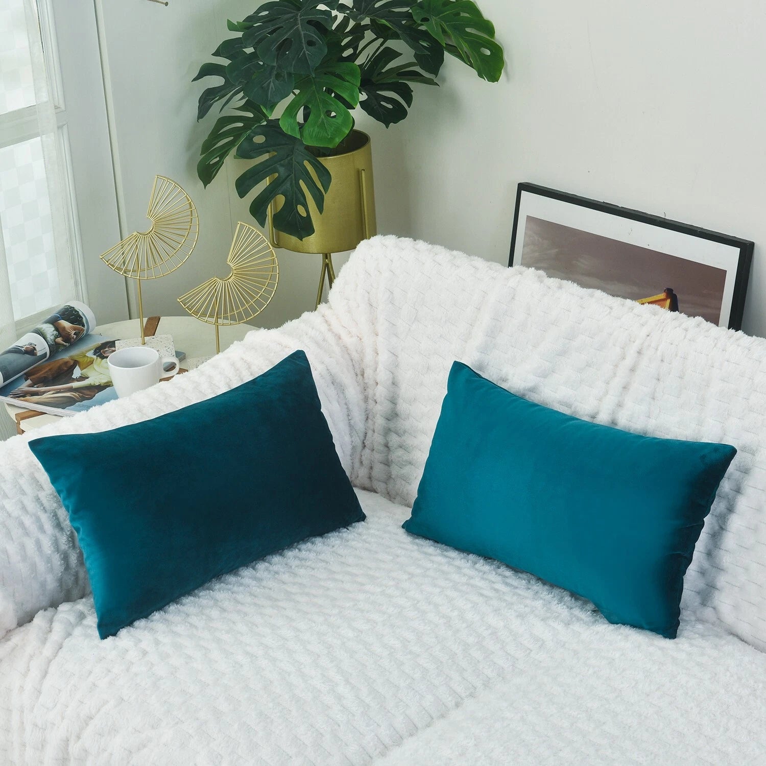 Plain Velvet Cushions Covers 30x51 cm Luxury Soft Velvet Sofa Bed Pillow Cases