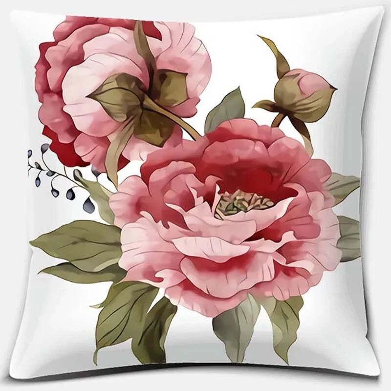 Pink Flower Pattern Decorative Cushion Cover for Sofa Throw pillow