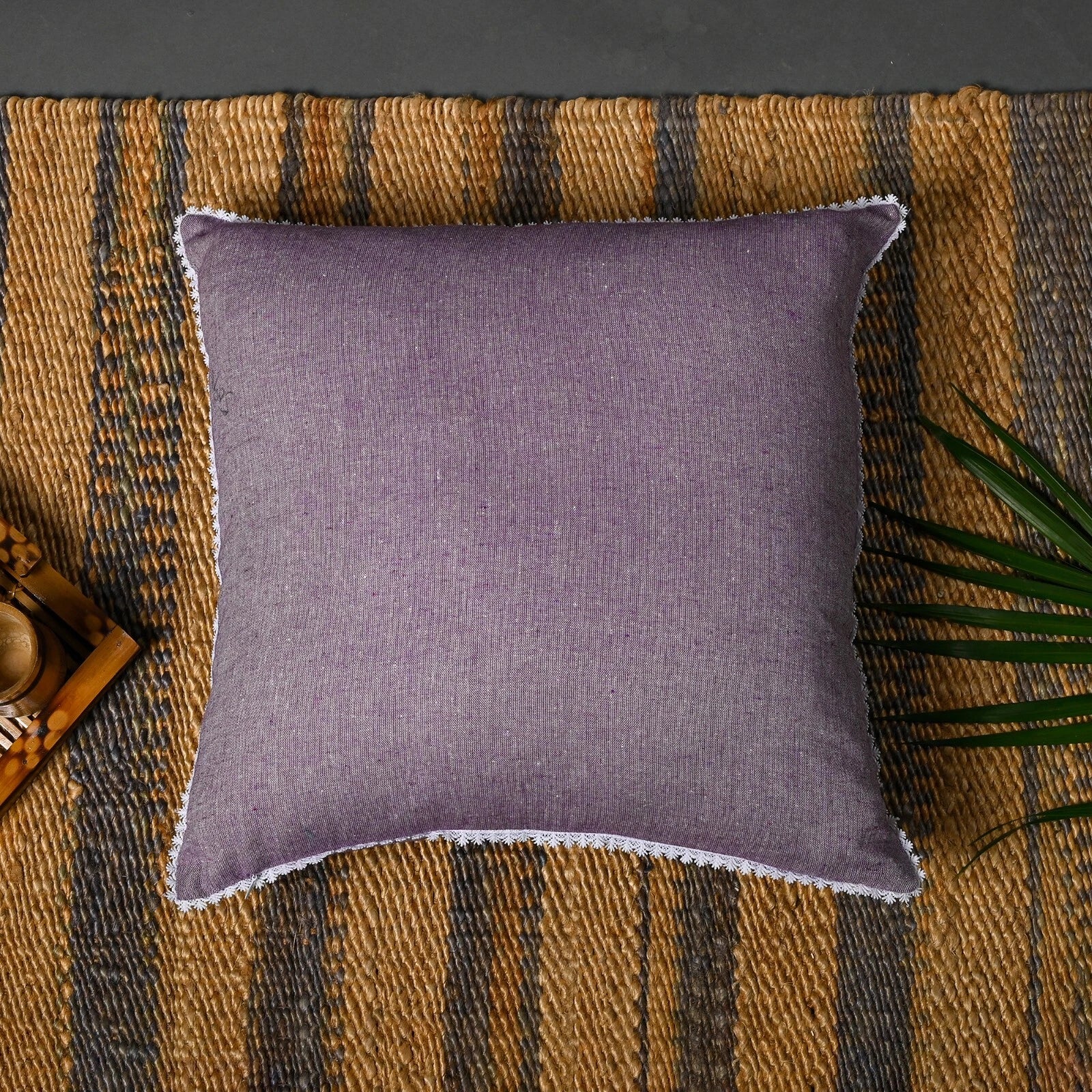 Cushion Covers Case Cotton Throw Pillow Cover Sofa Home Decor Solid with Lace-S5