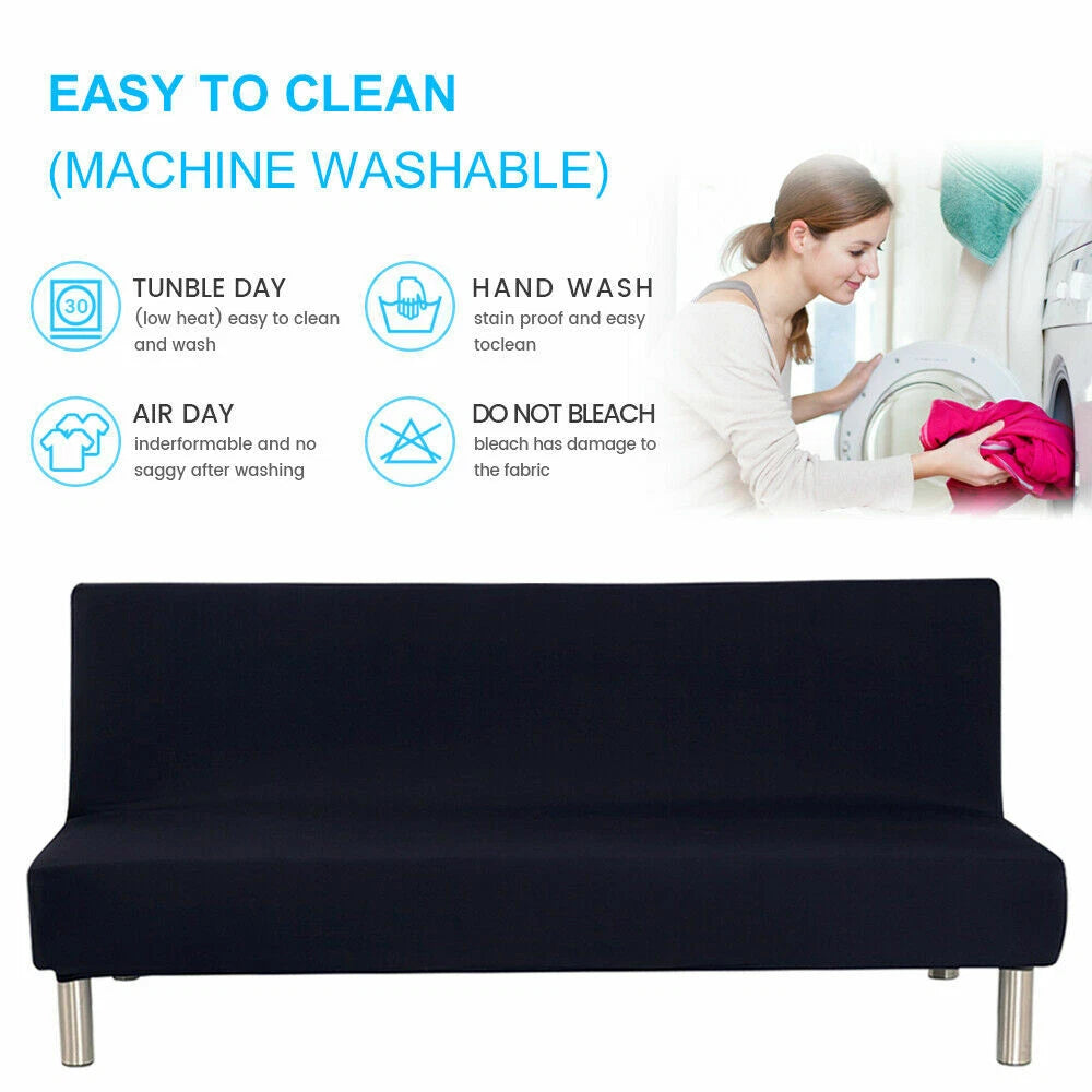 Armless Sofa Cover Stretch Slipcover Furniture Protector Slipcover + Pillowcase