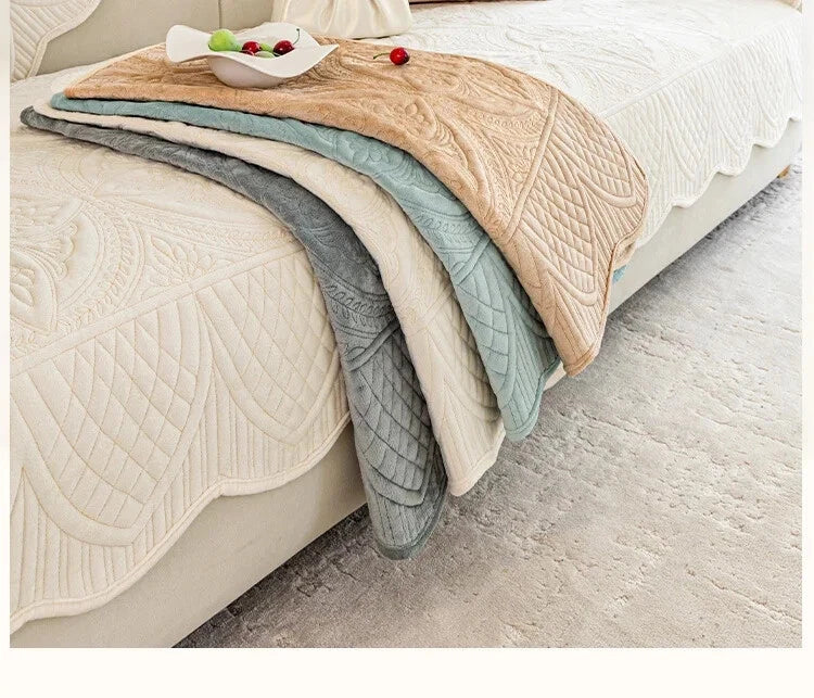 Short Plush Sofa Cushion Living Room Non-slip Sofa Towel Mat Couch Cover Corner