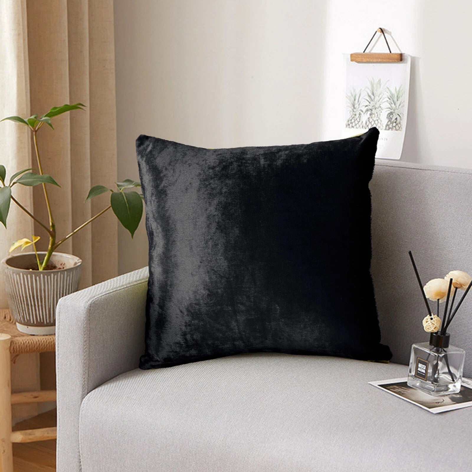 Pack of 4 Plush Velvet Cushion Covers Extra Soft Sofa Throw Pillow Cases 17"x17"