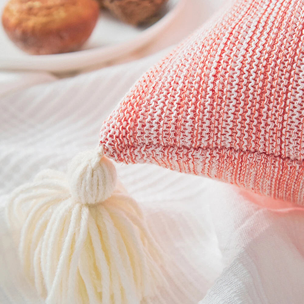 Tassel Cushion Cover Knitted Pillow Covers Pillowcase Sofa Throw Bed Home Decor