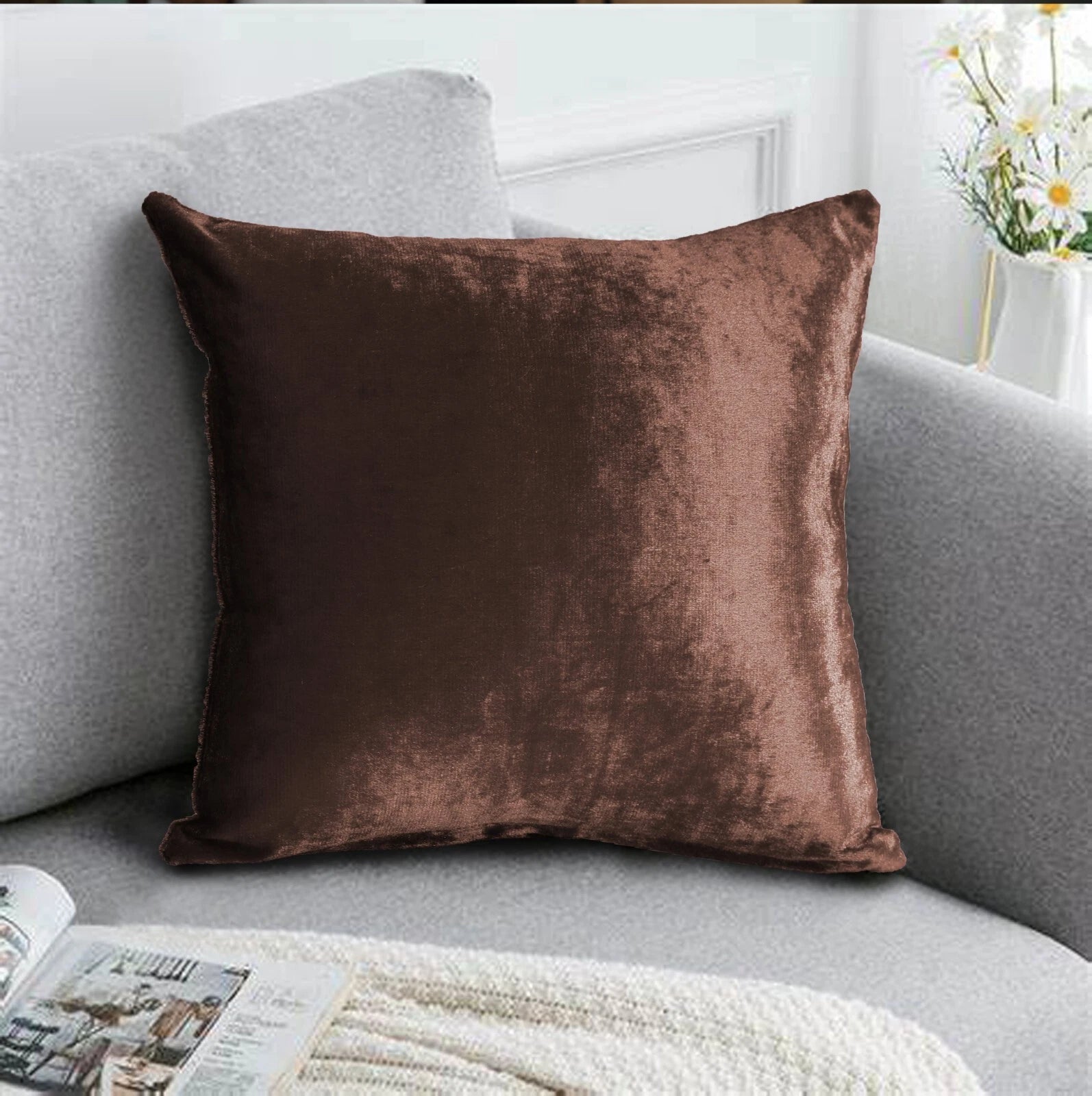 Pack of 4 Plush Velvet Cushion Covers Extra Soft Sofa Throw Pillow Cases 17"x17"