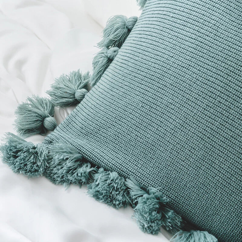 Knitted Pillowcase Sofa Bed Office Throw Waist Cushion Pillows Cover Solid Color