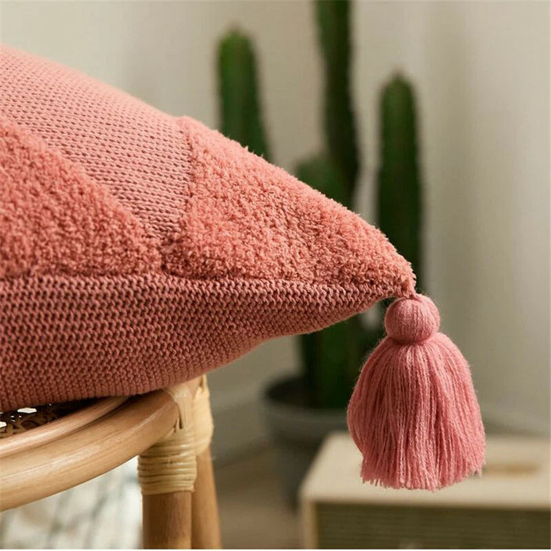 Tassel Cushion Cover Knitted Pillow Covers Pillowcase Sofa Throw Bed Home Decor