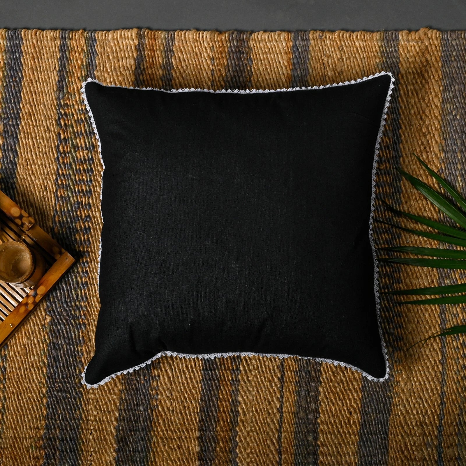 Cushion Covers Case Cotton Throw Pillow Cover Sofa Home Decor Solid with Lace-S5