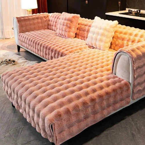 Rabbit Velvet Sofa Cover Three-Dimensional Warm Living Room Sofa Back Cushion
