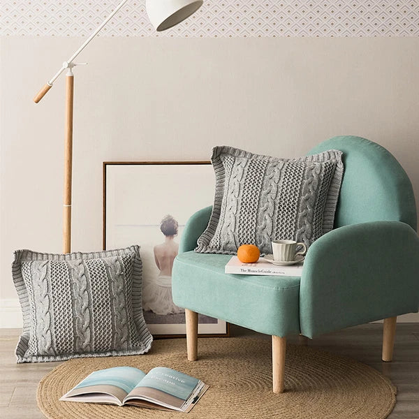 Square Knitted Pillowcase Sofa Bed Throw Waist Cushion Cover Office Pillow Case