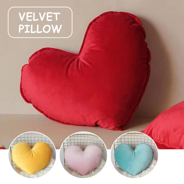 Heart Pillowcase Cushion Soft Velvet Pillow Sofa Chair Living Room Bed Decor