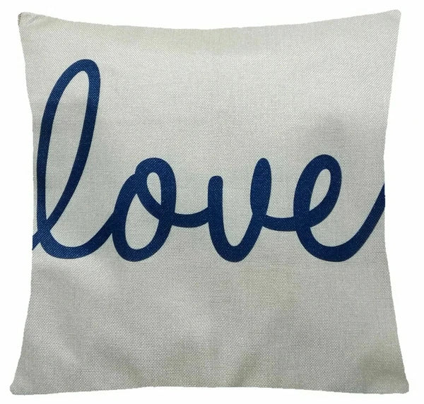 Throw PILLOW COVER Linen Navy Blue Double-Sided Decorative Cushion Case 16x16"
