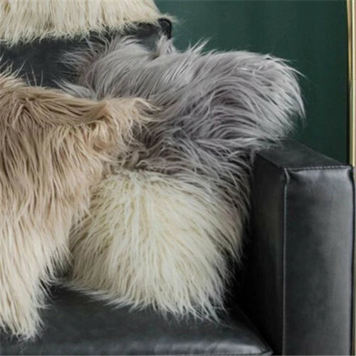 Faux Wool Shaggy  Throw Pillow Case Waist Cushion Cover Bed Sofa Home Decor