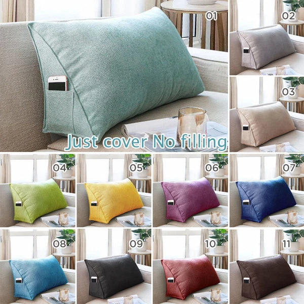 Sofa Triangle Back Cushion Cover Soft Fleece Bed Headboard Backrest Pillow Case