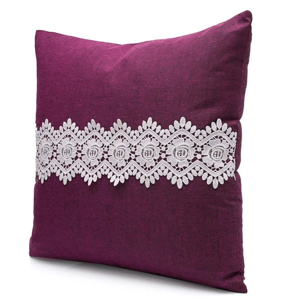Home Decor Cushion Cover Sofa Decorative Throw Pillowcase Covers Solid with Lace