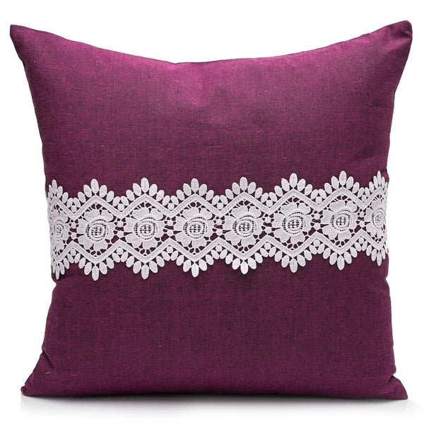 Home Decor Cushion Cover Sofa Decorative Throw Pillowcase Covers Solid with Lace