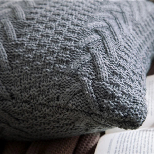 Square Knitted Pillow Case Throw Waist Sofa Bed Cushion Cover Buttons Home Decor