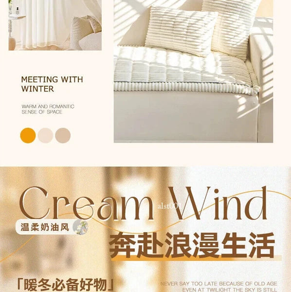 New Corduroy Quilted Sofa Towel Winter Warm Thickening Plush Cushion Couch Cover