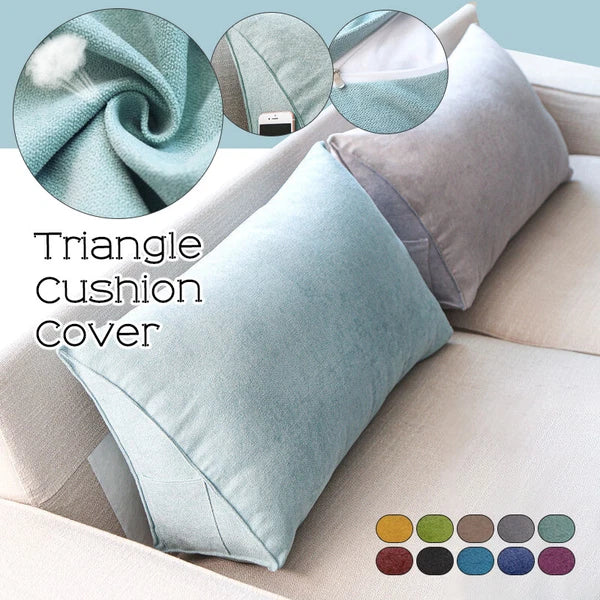 Sofa Triangle Back Cushion Cover Soft Fleece Bed Headboard Backrest Pillow Case