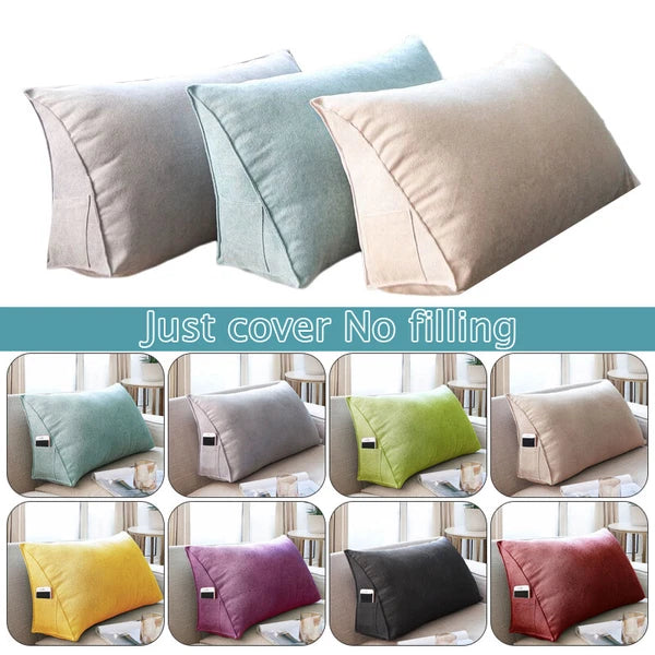 Sofa Triangle Back Cushion Cover Soft Fleece Bed Headboard Backrest Pillow Case