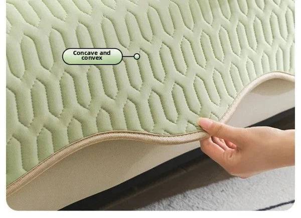 Solid Color Ice Silk Sofa Cushion Covers Universal Seat Pad Non-slip L Shaped