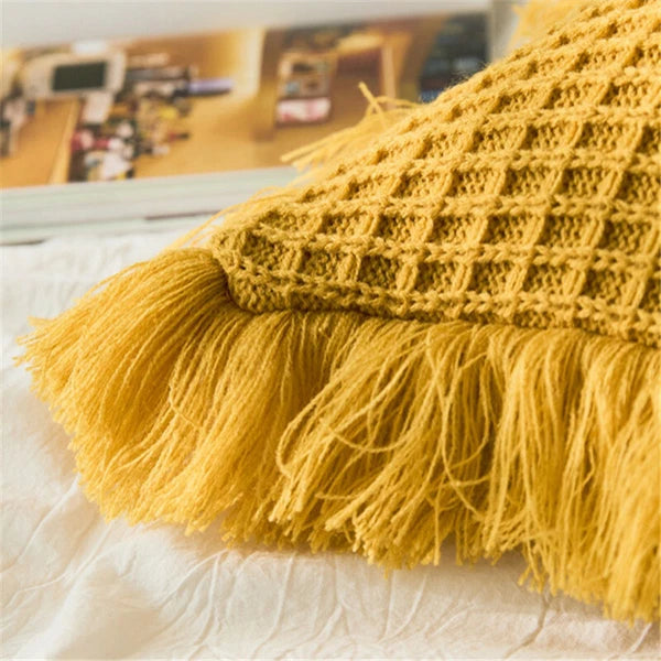 45*45cm Square Throw Pillow Case Tassel Cushion Cover Sofa Bed Pillowcase Decor
