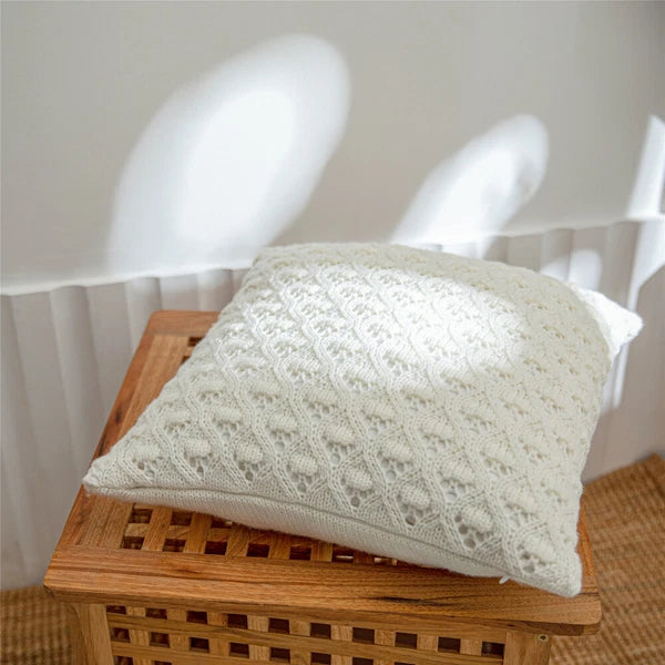 Square Knitted Hollow Pillow Case Cushion Cover Sofa Office Pillow Cover 6 Color
